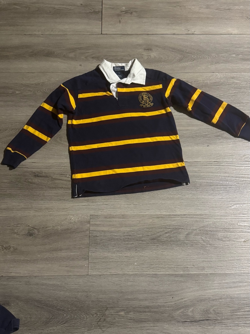 Polo by Ralph Lauren Navy and Yellow Striped Rugby Polo